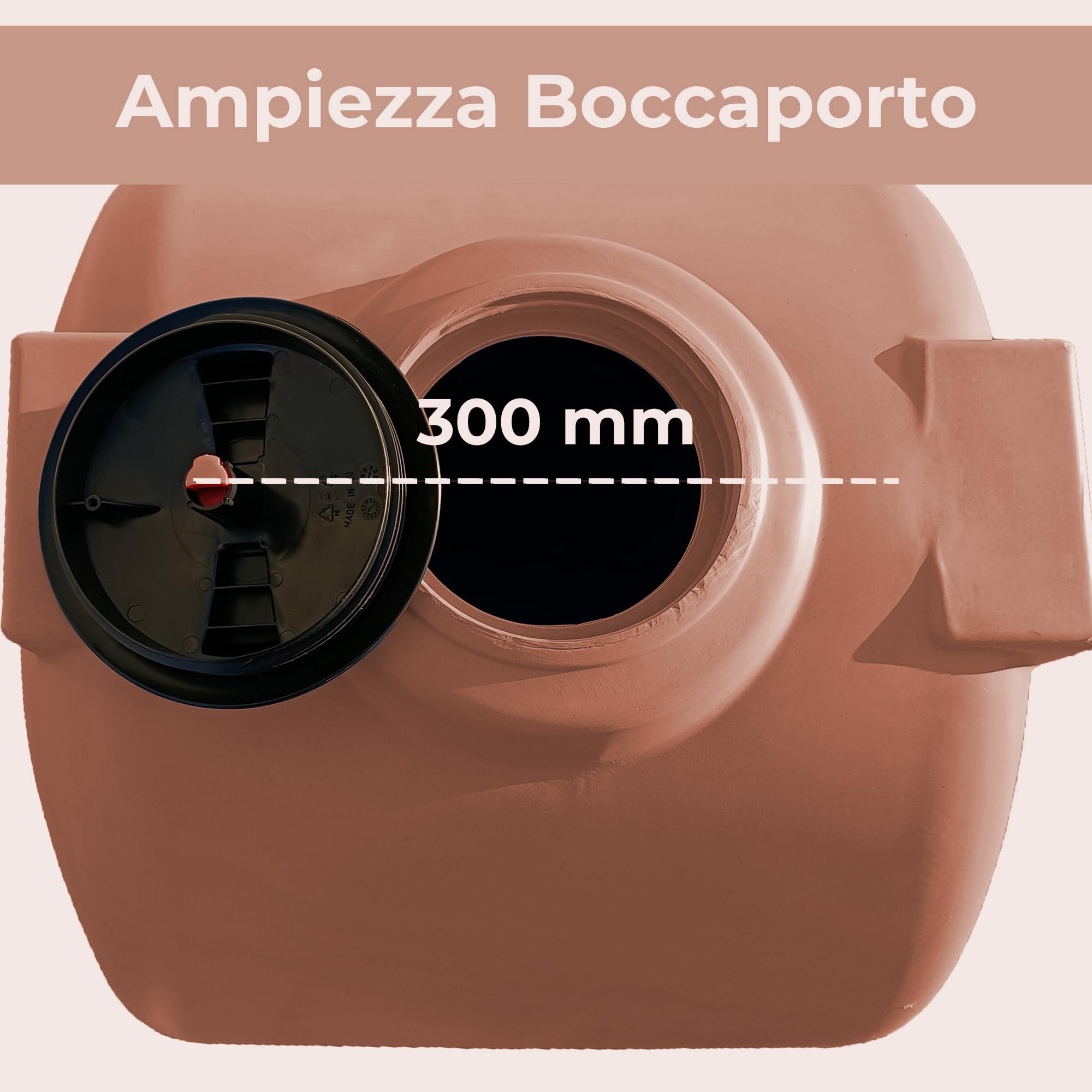 ESTO Serbatoio Acqua per Acqua Potabile 300L - 500 L, Cisterna Color Terracotta in Polietilene per Uso Esterno Predisposizione Rubinetto, Resistente Made in Italy (500 Litri)