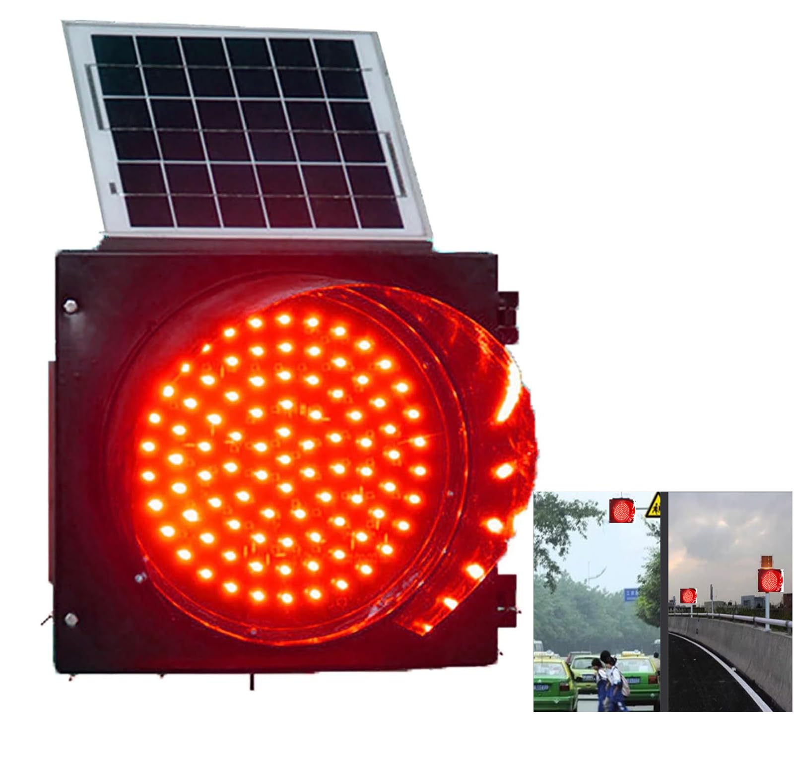 Luz de Advertencia de tráfico con energía Solar, señal de Seguridad Impermeable IP65 para intersecciones y Curvas, lámpara led Amarilla Brillante, para Uso al Aire Libre, Carretera de Emergencia