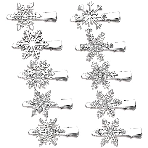 Miniatura 1 de Pinzas para el cabello de copo de nieve de Navidad, horquillas de copo de nieve con diamantes de imitación para mujeres y niñas, accesorio para el