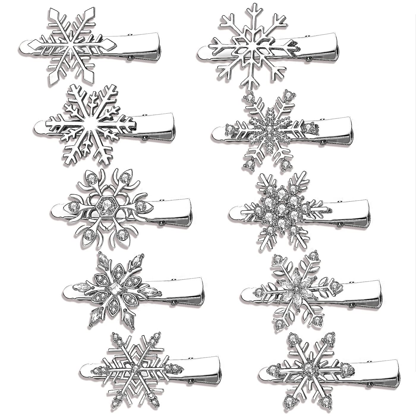 Christmas Snowflake Hair Clips Holiday Rhinestone Snowflake Hairpins for Women Girls Winter Festive Hair Accessory Christmas Party New Year Gifts (