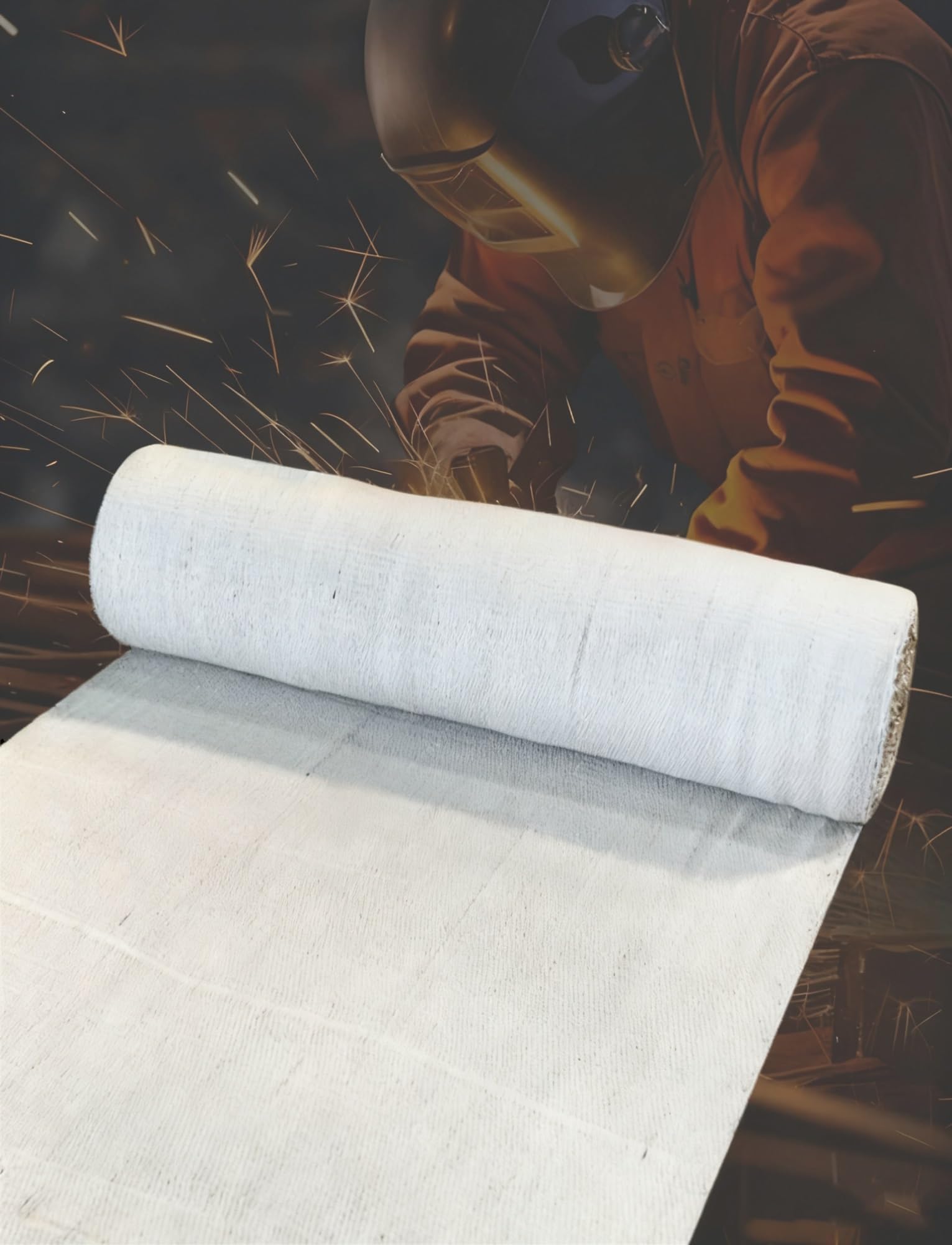 Couverture de soudage en fibre de céramique, tissu ignifuge pour isolation thermique des fours industriels, résistant à la température jusqu'à 1260 °C, épais et durable