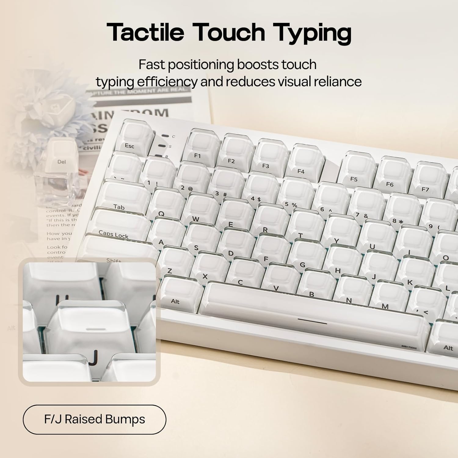 EPOMAKER Lusterfly Jelly Keycaps Set - 123 Keys Double-Shot Laser Engraved, MDA Profile, ABS+PC, Non-Shine-Through, MX-Compatible for 61/68/84/87/98/100/104-Key Mechanical Keyboard (White)