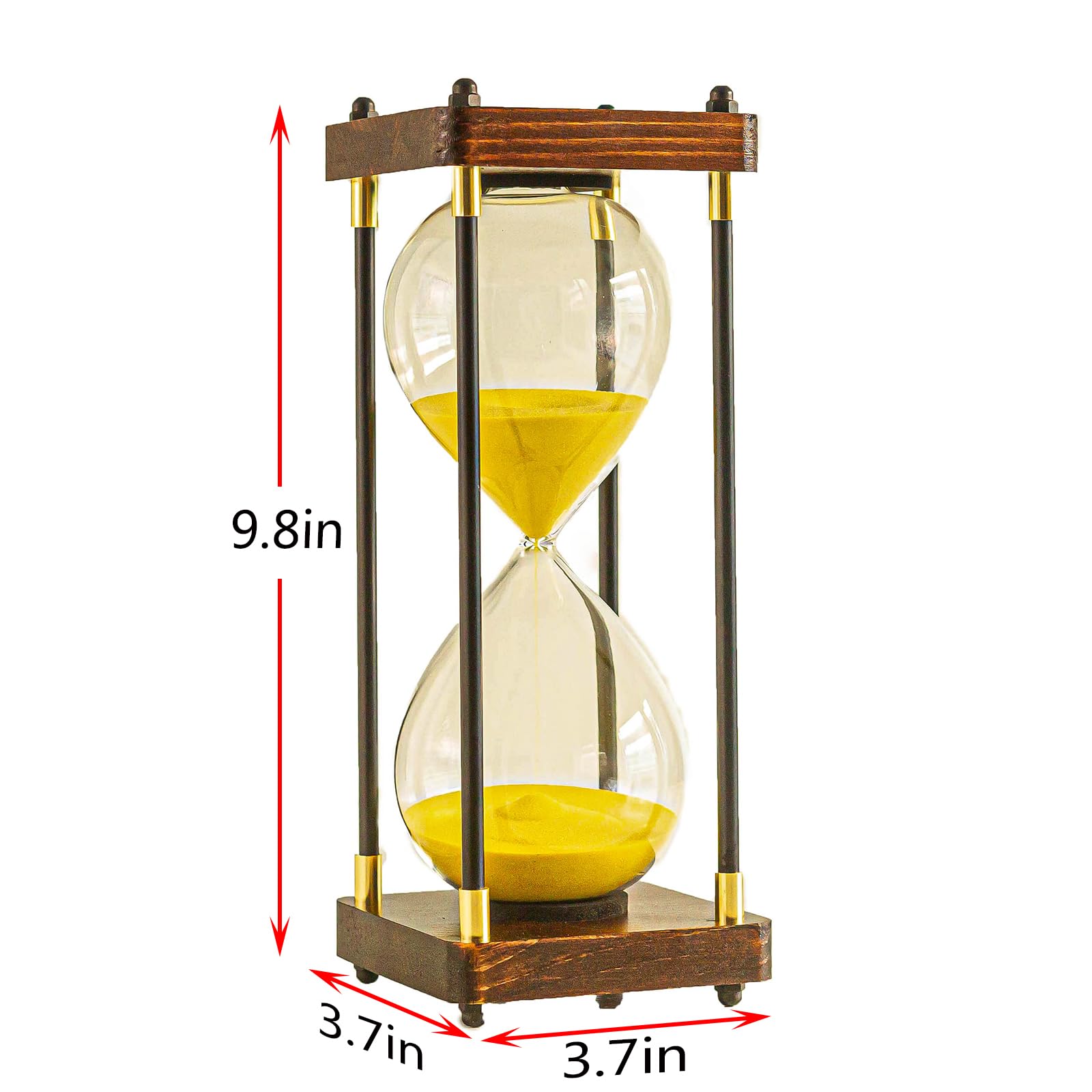 Große Sanduhr, Sanduhr, 60 Minuten, Vintage-Stil, Holz, moderne Dekoration für Zuhause, Küche, Büro, Dekoration (Gold)
