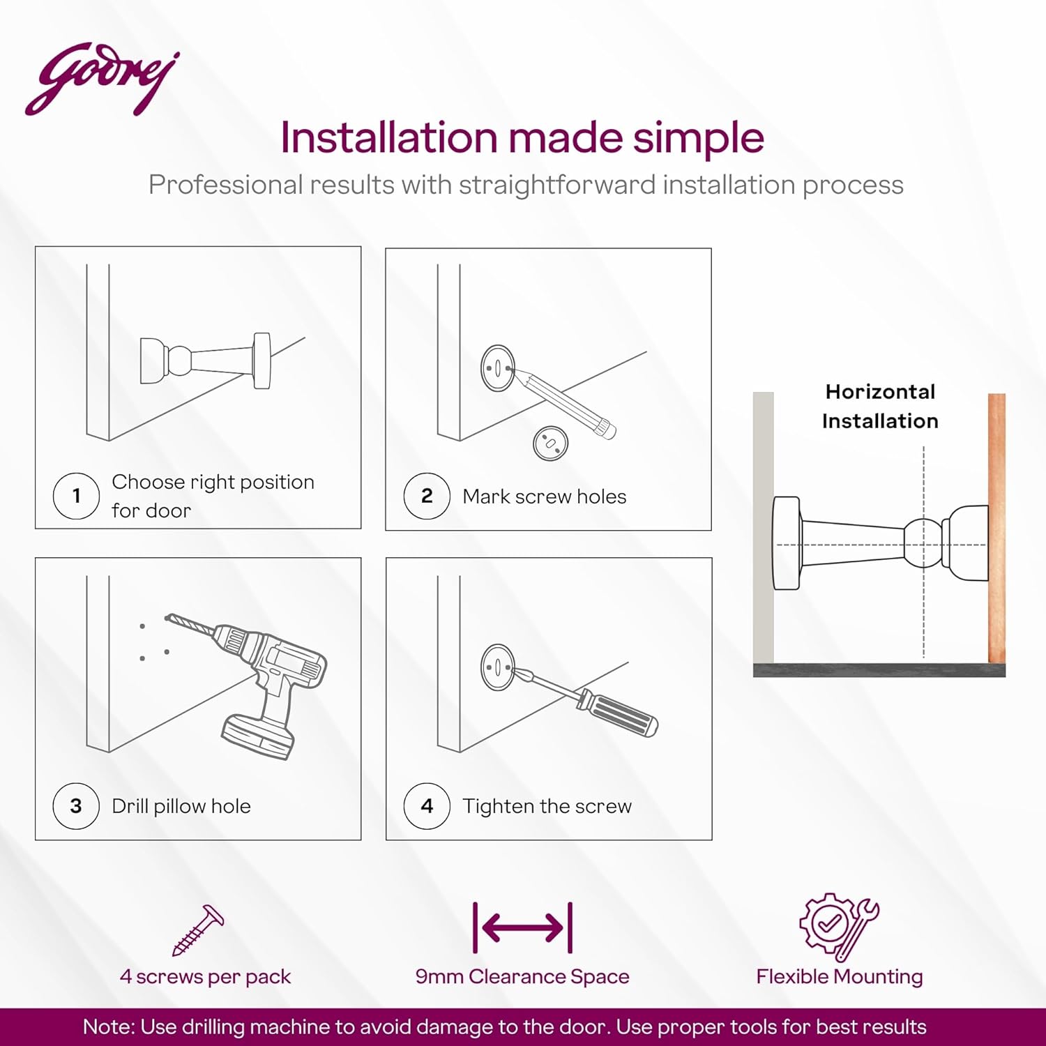 Godrej Door Fittings | SS Magentic Door Catcher | Satin Finish Round Door Stopper with Strong Magnet | for Wooden Doors, Wardrobes, Cabinets | Rust Resistant, Durable for Home & Office | 1Yr Warranty