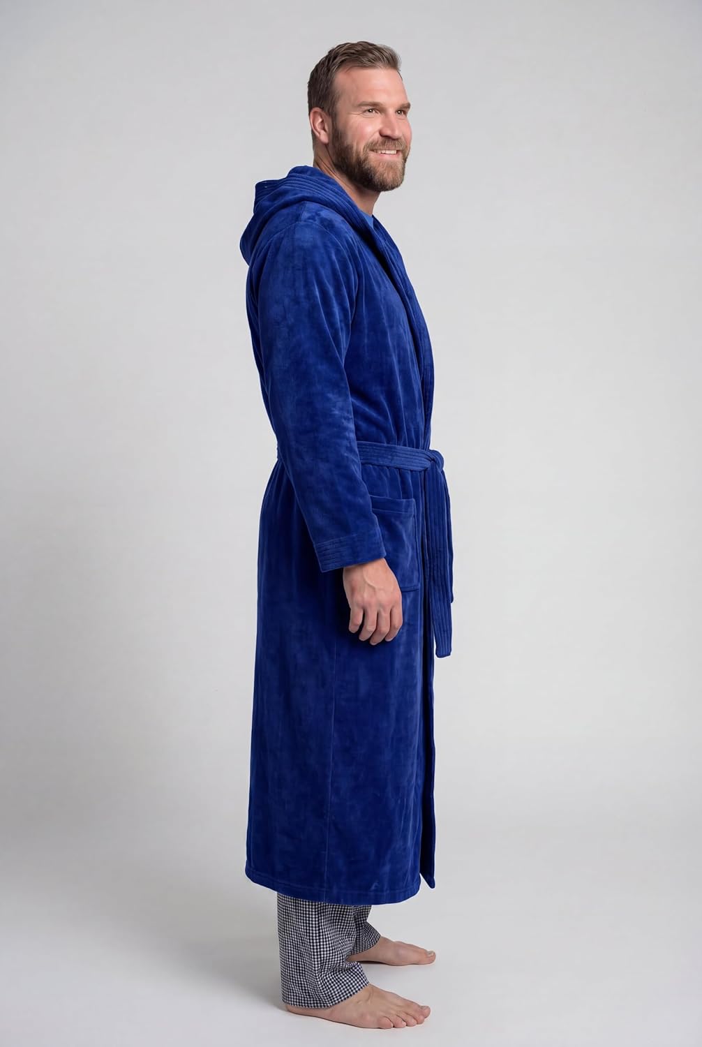 KingSize Men's Big & Tall Tall Terry Velour Hooded Maxi Robe