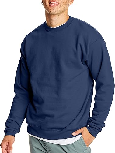 Hanes EcoSmart Sudadera de forro polar, sin botones, para hombre, mezcla de algodón, sudadera con cuello redondo, paquete de1o2
