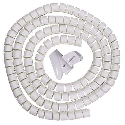 uxcell 10mm Flexible Cable Organizer Spiral Tube Cable Wire Wrap Computer Manage Cord White 3 Meters Length with Clip