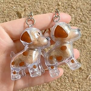 1/4PCS Transparent Dog Hair Keychain DIY Handmade Acrylic Keyring Puppy Pendants Jewelry Gift Key Chains,4.5 * 4.9 * 2.5 Cm, Style4, 4.5*4.9*2.5 cm