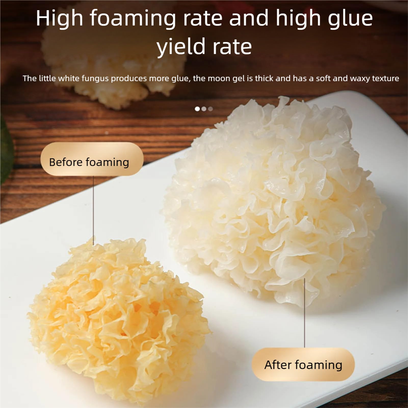 Lunaeturn Fungo Tremella Essiccato Al Naturale Morbido e appiccicoso Essiccato naturalmente al sole Tremella secca premium Adatto per zuppe e dessert Tremella (Fungo Tremella 250g)
