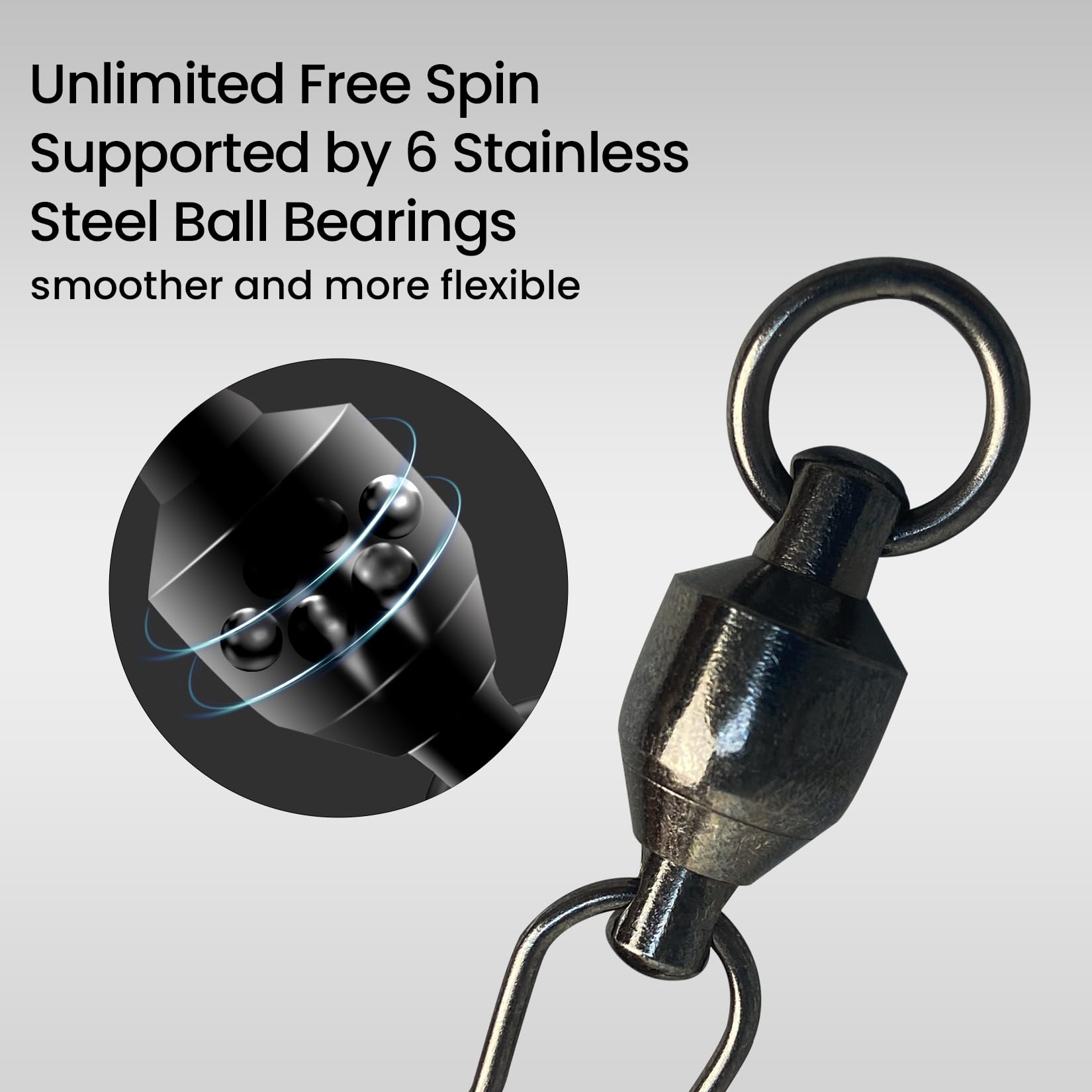 Pristis 25 Pack #1 High Strength Fishing Snap & Swivels, Ball Bearing with Coastlock Snap, Saltwater Corrosion Resistant Connector, 33 lb Freshwater Heavy Duty Black Nickel Finish Tackle Kit for Bass