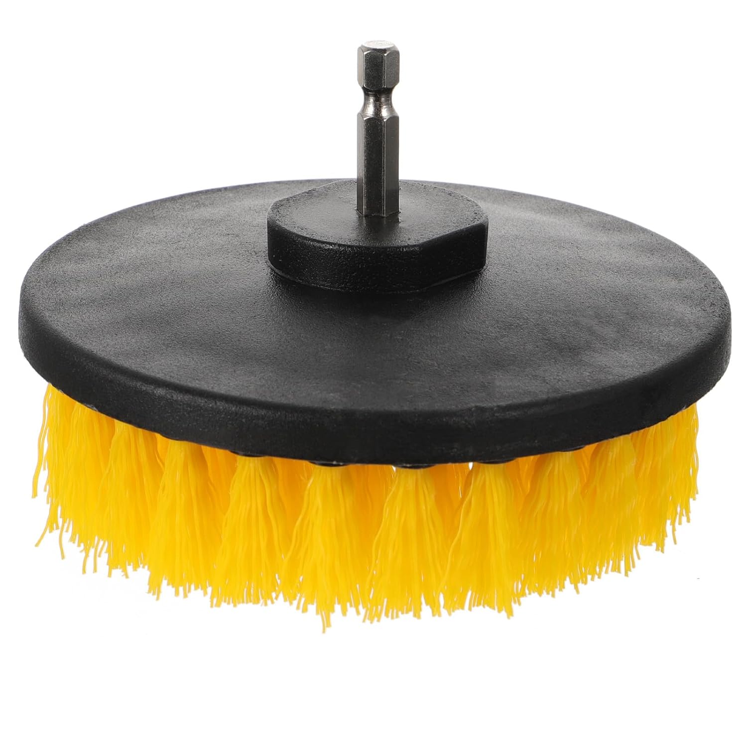 Electric Drill Brush Attachment Set 5-Inch Round Yellow Hollow Brush Heads Portable Power Scrubber for Floor and Kitchen