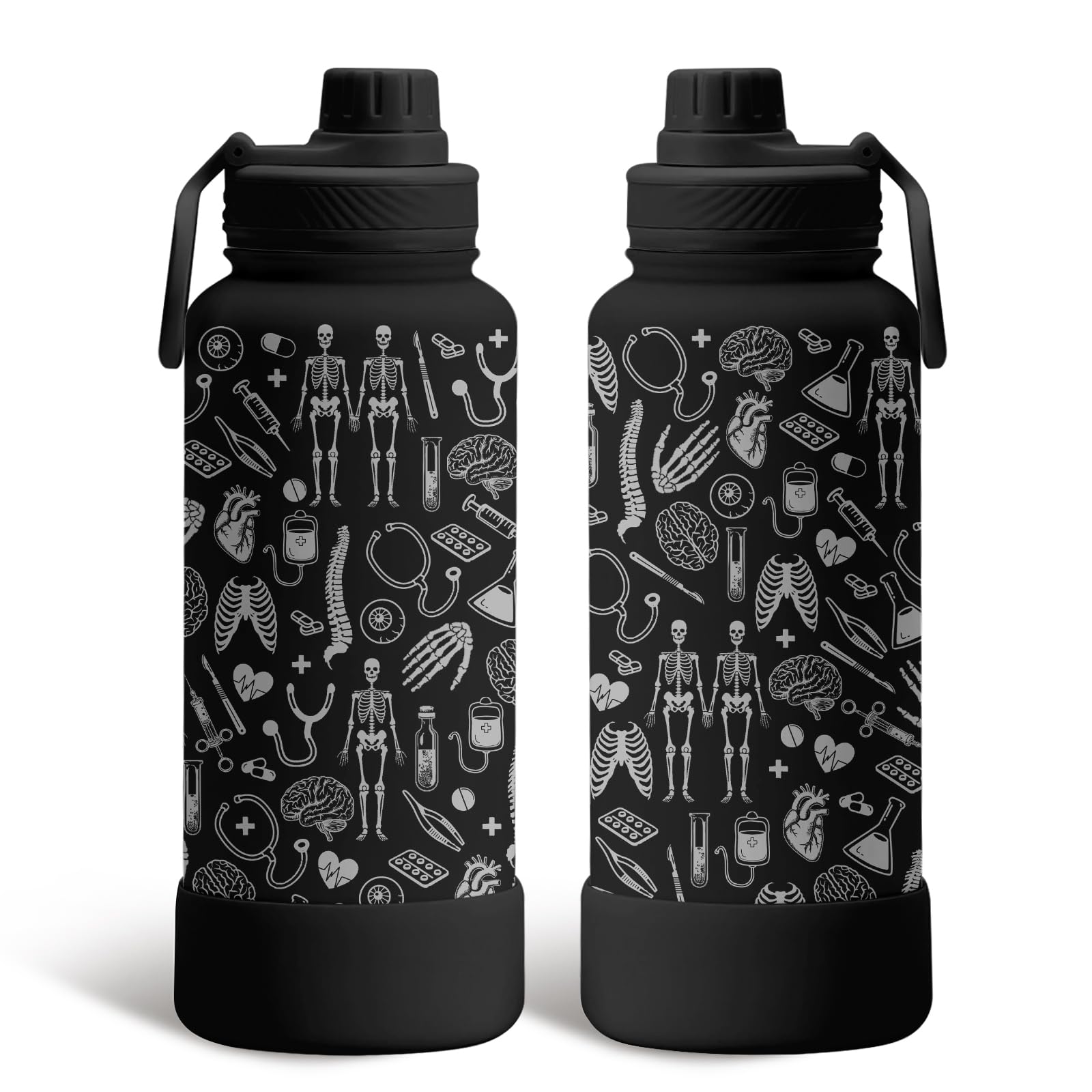 34oz Black Skull Tumbler for Skull Lovers - Gothic Stainless Steel Travel Mug Horror Theme Cup for Men