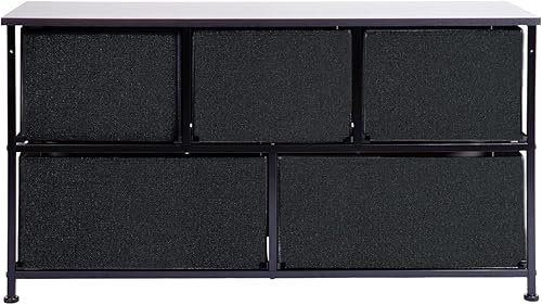 Vista 6 de Home Basics - Organizador de almacenamiento de 5 cubículos (negro), organizador de cajones para ropa, libros, suministros de oficina y más Con