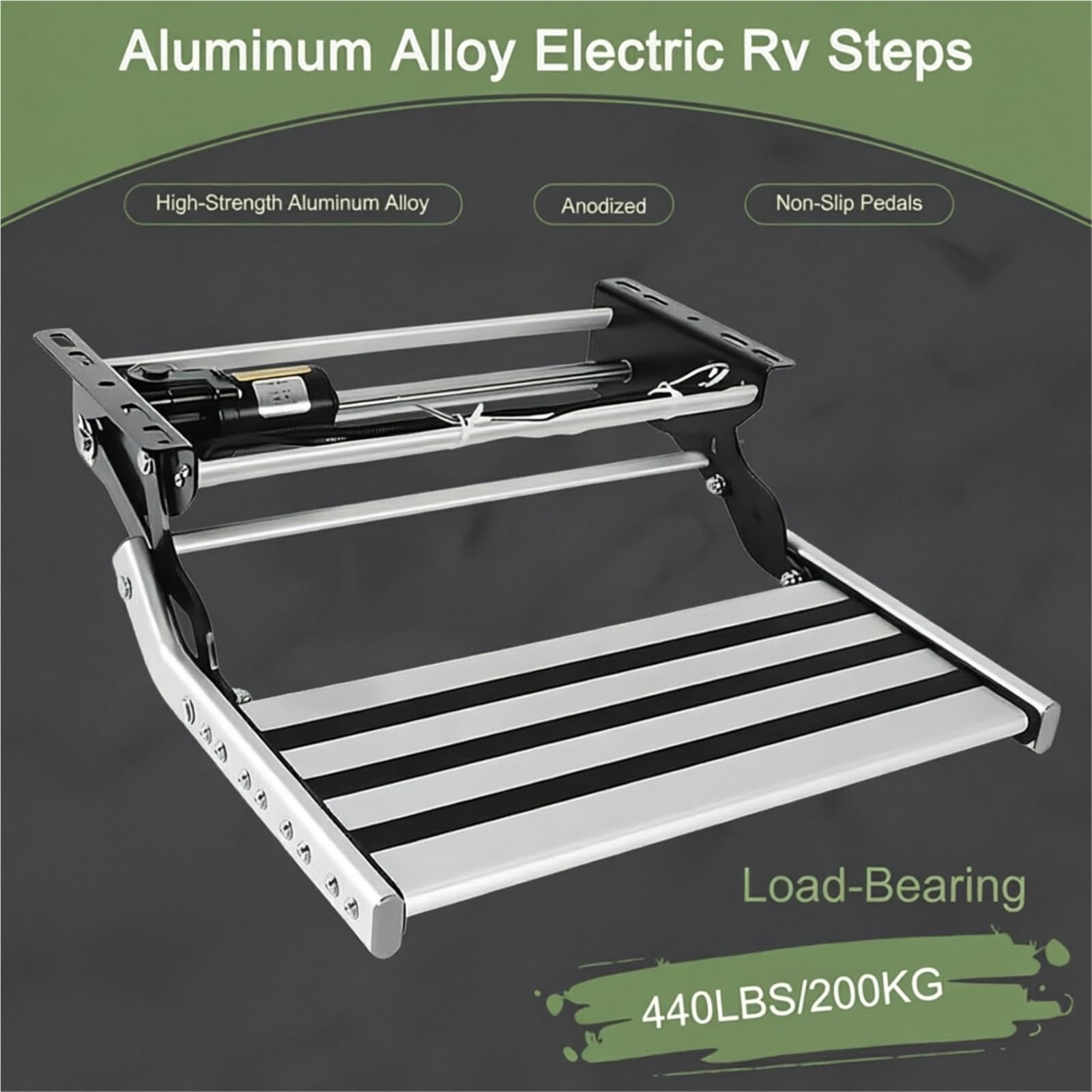 Escalones eléctricos resistentes para autocaravanas Escalera plegable para autocaravana Escalón ancho de aleación de aluminio Con luz LED de 12 V Para autocaravanas caravanas(DoubleLayerElectric)