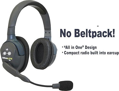 Miniatura 2 de EARTEC UL2D Ultralite-HD 2-Persona Full Duplex Wireless Intercom Headset Sistema de Comunicación, Auriculares de Doble Oído, Alcance de hasta 1000