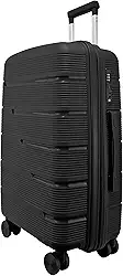 Mala de Viagem Média 23kg Expansível, Polipropileno Resistente, Cadeado Segredo, Rodas Duplas 360° Silenciosas. (Preta P2M)