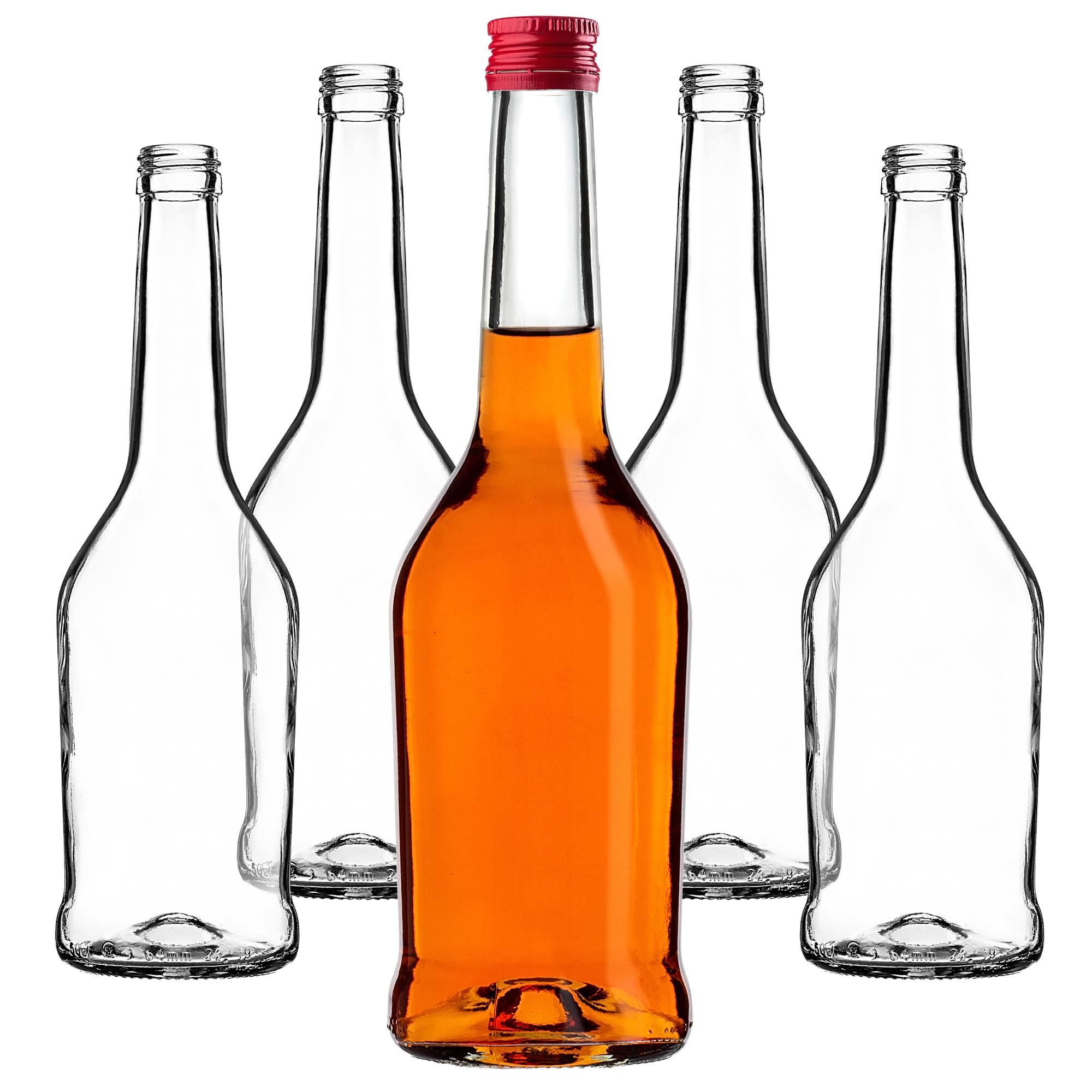 KADAX Juego de 50 botellas de licor de 500 ml, botellas vacías para llenar aceite, vinagre, licor, vino y licor, botellas de cristal, botellas de licor, botellas de zumo (rojo)