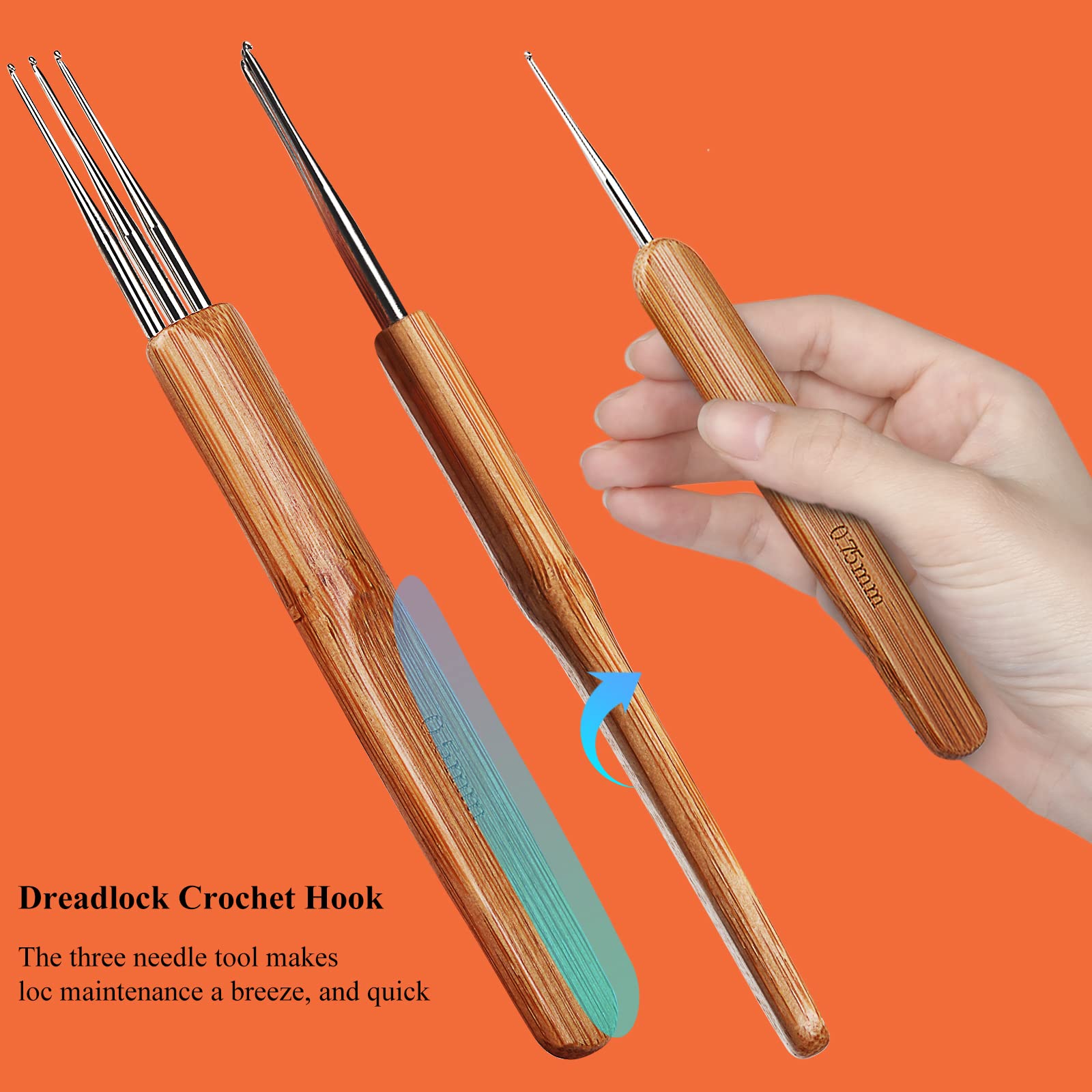 Dreadlocks Crochet Hooks Set - 25PC Ergonomic Loc Tools With Latch Hooks & Accessories