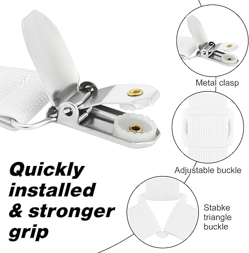 Miniatura 5 de Bouiexye Sujetadores de sábanas ajustables, correas elásticas para sábanas de cama de 6 vías, clips de hojas cruzadas para cama matrimonial, Queen,