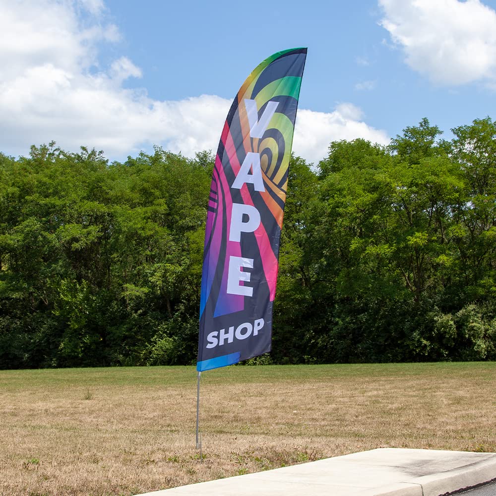 Amazon.com: Vispronet Vape Shop Feather Flag – 2.6ft x 11.2ft Vape Sign for Vape  Shop, Feather Banner Flag for Businesses & Storefronts, Weather-Resistant  Knitted Polyester, Printed in the USA, Flag Only :