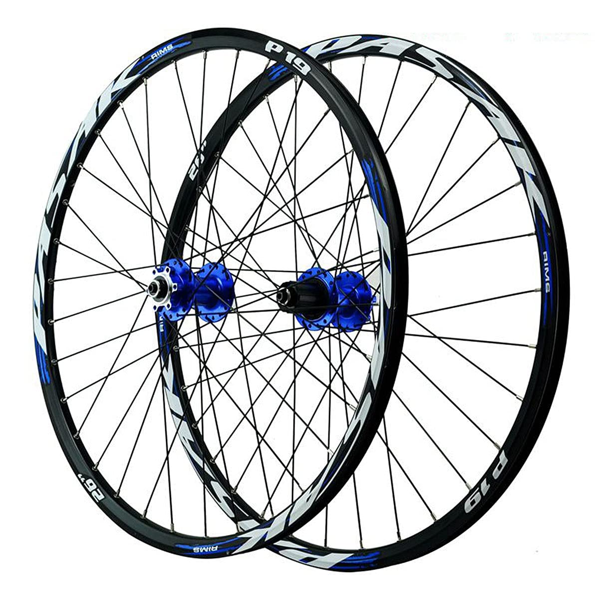 ZFF MTB Ruote per Bicicletta 26 27,5 29 Pollici Ruota per Mountain Bike Doppio Muro Cerchio in Lega Rilascio Rapido 7-12 velocità Cassetta Ruota Libera Freno A Disco 32H (Color : Blue 2, Size : 26in)