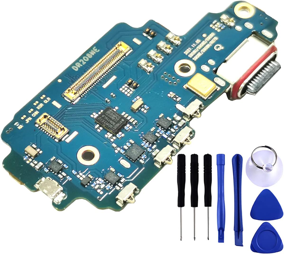 Galaxy S22 Ultra 5G USB Charging Port Flex Cable Replacement SM-S908U Type C Charger Dock Board Flex Cable Connector for Samsung S22 Ultra S908U1 Port Repair Part with Tools (SM-S908U)