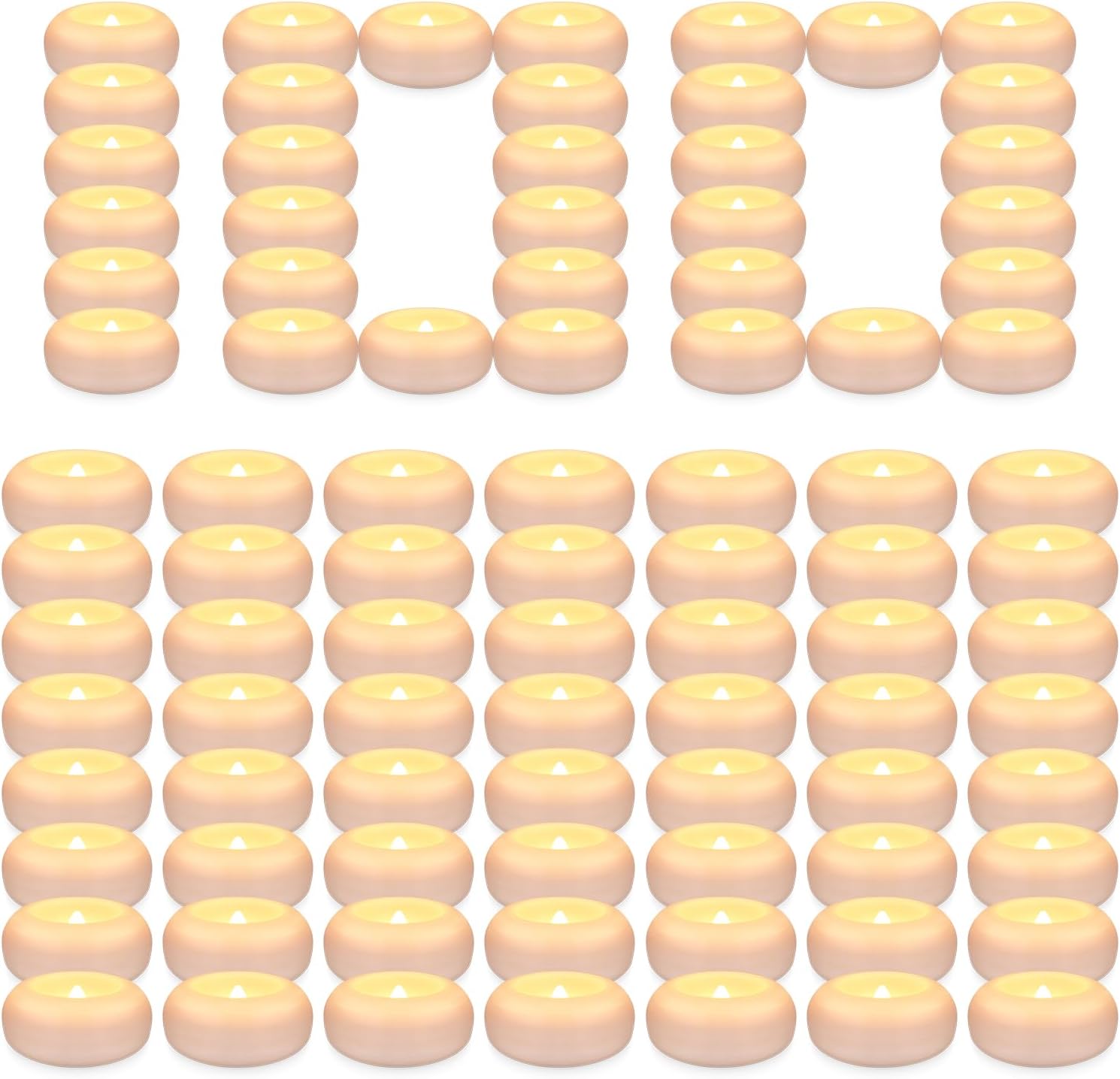 50 Pack 2”Floating Candles Water-Activated Flameless LED Candle, Warm White Battery Operate Waterproof Tealights for Cylinder Vases, Centerpieces at Wedding, Party, Pool,Romantic.