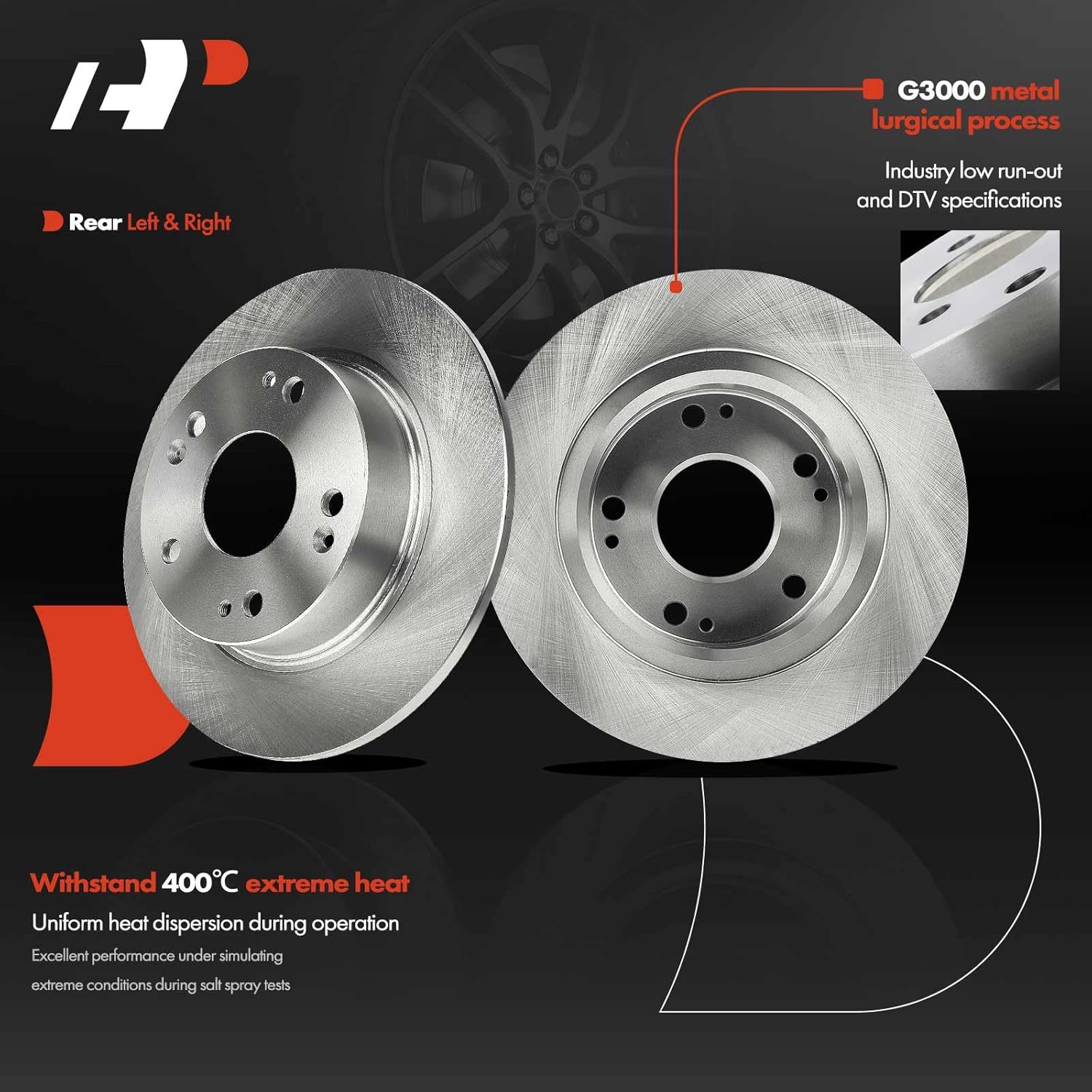 A-Premium Front Vented and Rear Solid Disc Brake Rotors Compatible with Select Honda Models - Accord 2003 2004 2005 2006 2007, L4 2.4L, 4-PC Set
