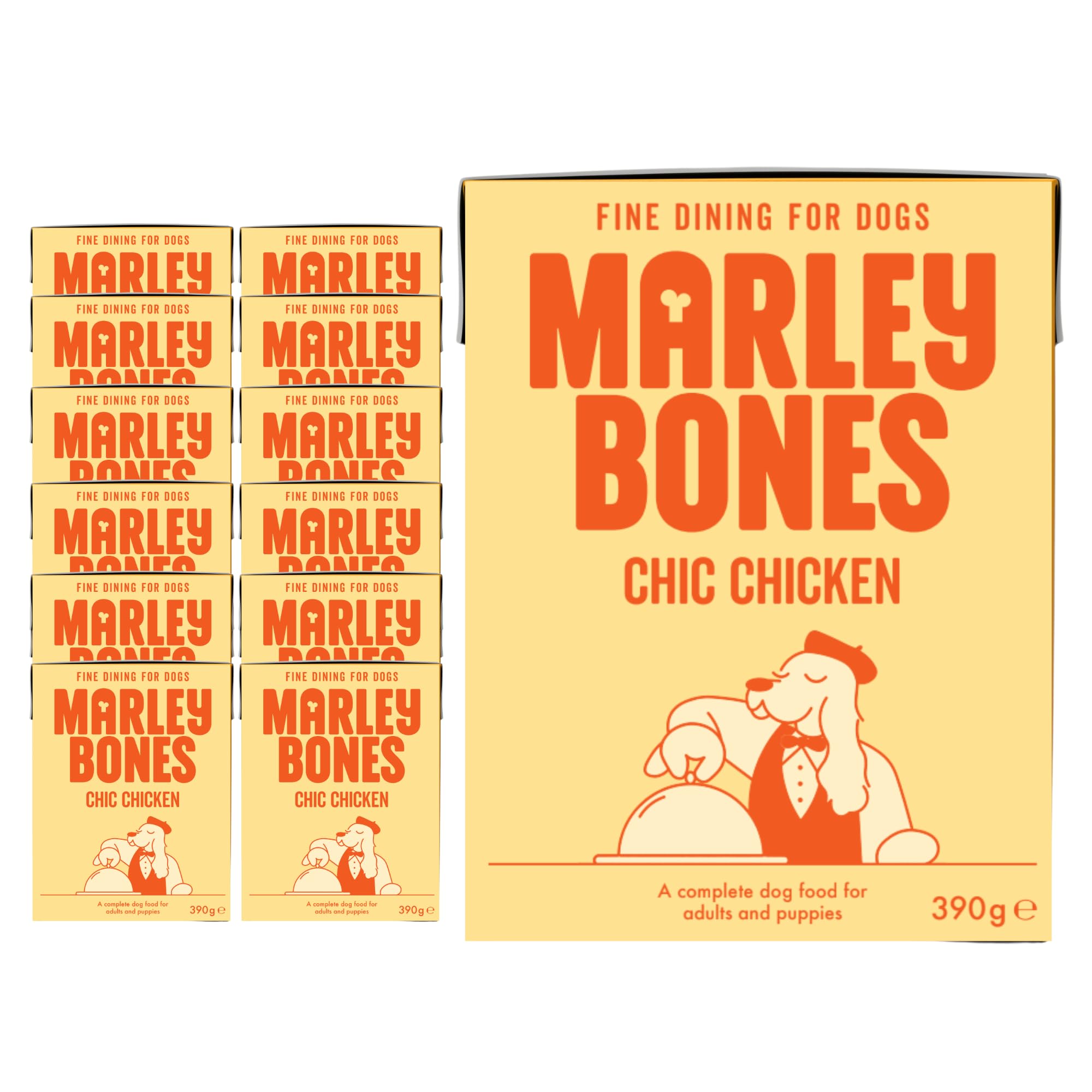 Marleybones Chicken Wet Dog Food Pouches 390g x 12 | Pantry Fresh® & Made from Real Ingredients | Grain Free Dog Food | No Artificial Additives | Suitable for All Life Stages - Puppy, Adult, & Senior
