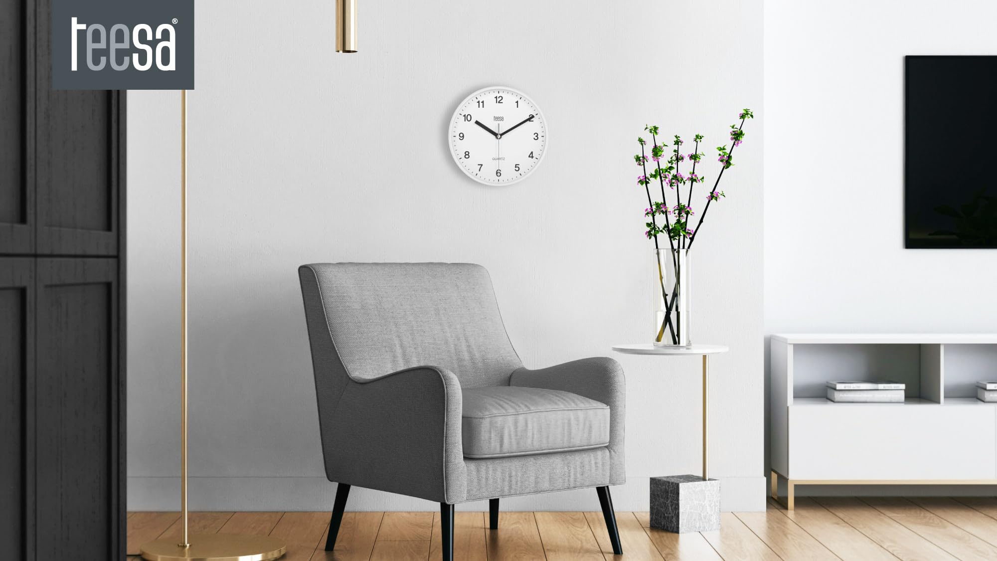 Teesa Horloge Murale Analogique 20 cm TSA0038 Blanc