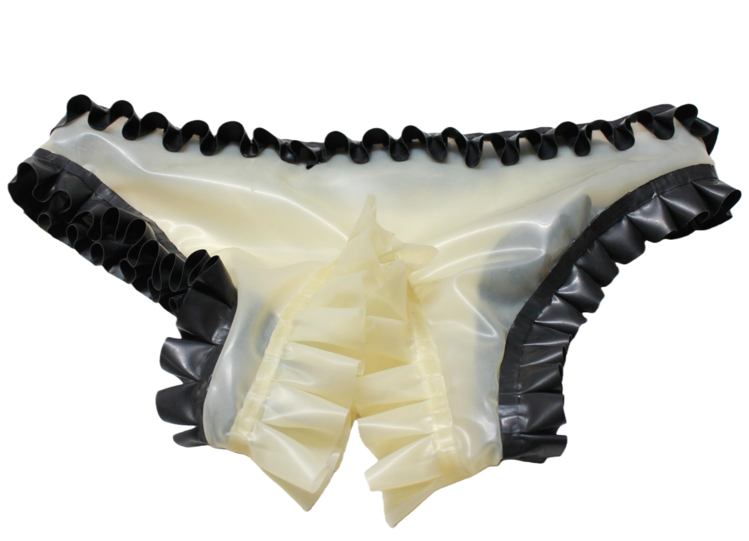 Sous-vêtements en latex naturel avec volants et nœud pour bondage, fétiche, cosplay, slip, slip, jouet sexuel
