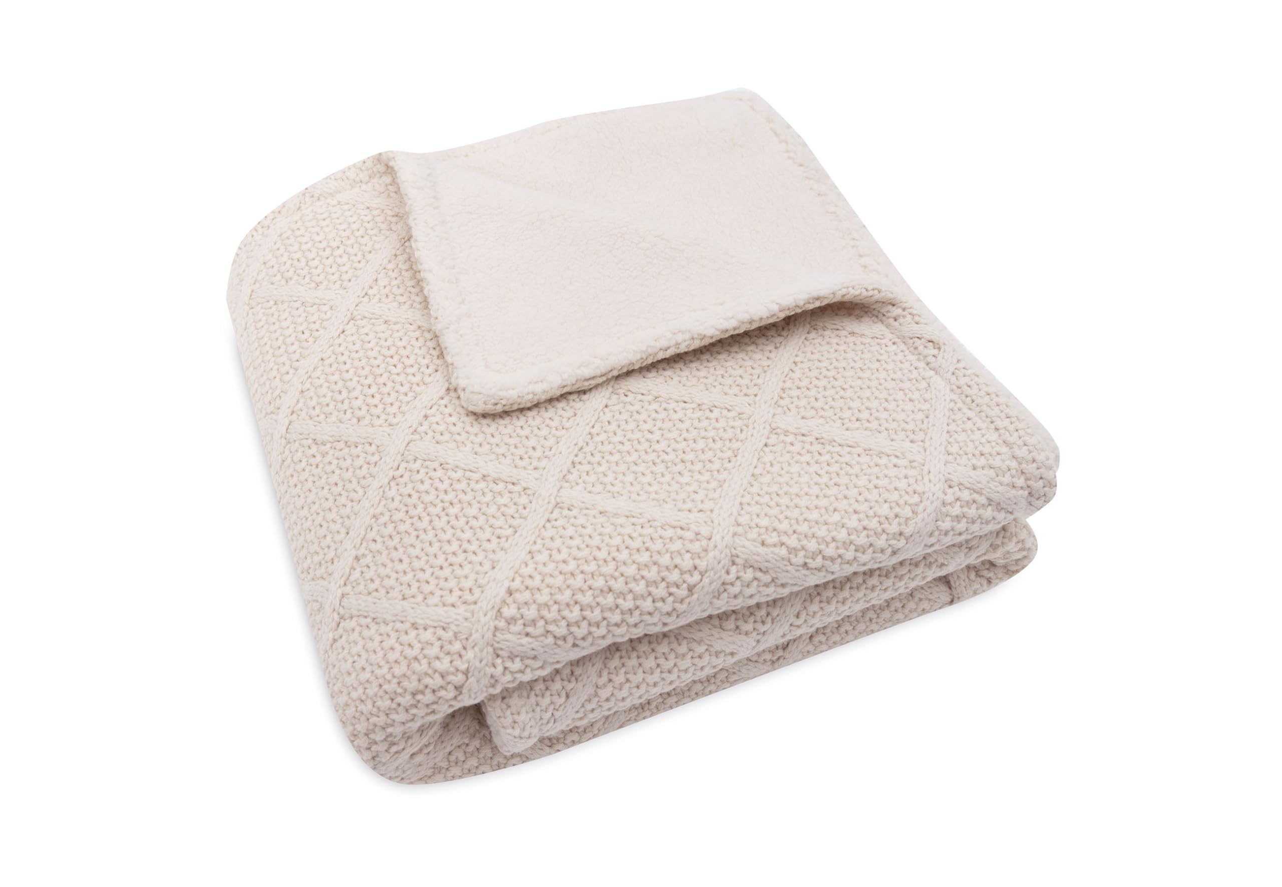 Jollein Coperta per neonati Check Knit, Oatmeal, in pile Teddy, 75 x 100 cm, 60% cotone, 40% acrilico, interno 100% poliestere, per culla, 2,0 TOG, certificato Oeko-Tex, motivo a maglia