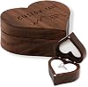 Custom Wooden Wedding Ring Box Personalised Walnut Jewelry Double Storage Box for Engagement Proposal & Anniversary