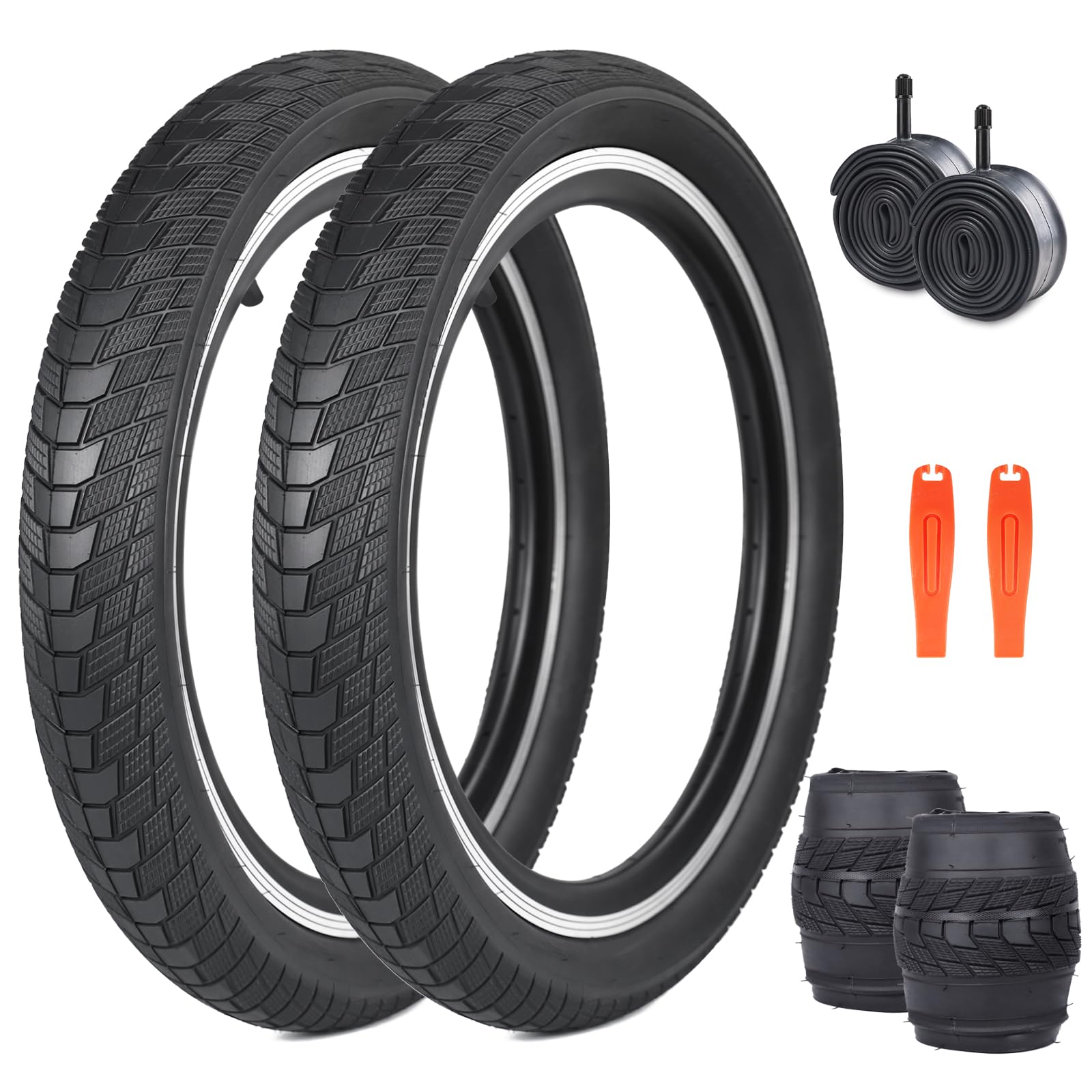 ZUKKA 2 pneumatici pieghevoli 20/24/26/27,5 x 2,40 e 2 pezzi 20/24/26/27,5 pollici, tubo AV35 mm, valvola per bicicletta per bambini, mountain bike, MX Freestyle