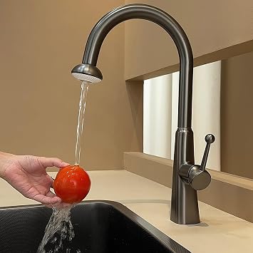 Kitchen Faucet Pull Out Swivel 2 Mode Kitchen Sink Mixer Faucets Brass-Grey