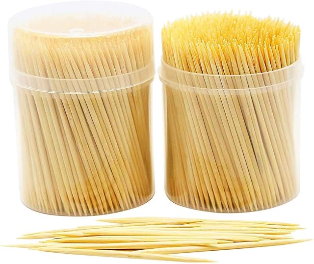 DIVCHI 600 Pcs Bamboo Cocktail Sticks | 4 x 150 Pack Bamboo Toothpicks | Tooth Picks for Home and Commercial Use by Keep It Handy