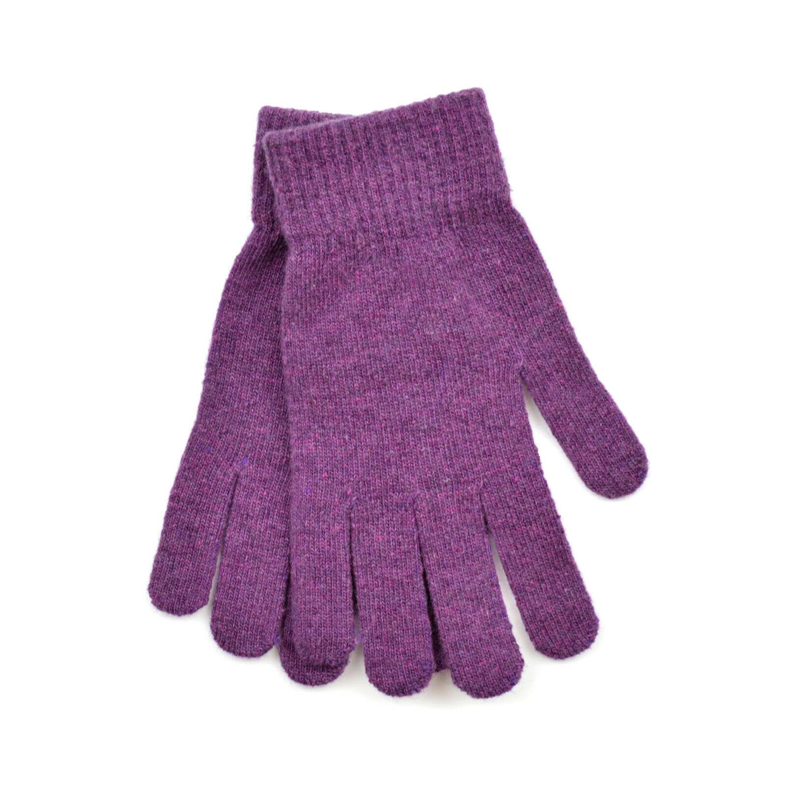 Tomsey Unisex Purple Mens Womens Fingerless Or Full Finger Thermal Lined Gloves Winter Thick Wool Knit Extra Warm (Womens, Full Finger, )
