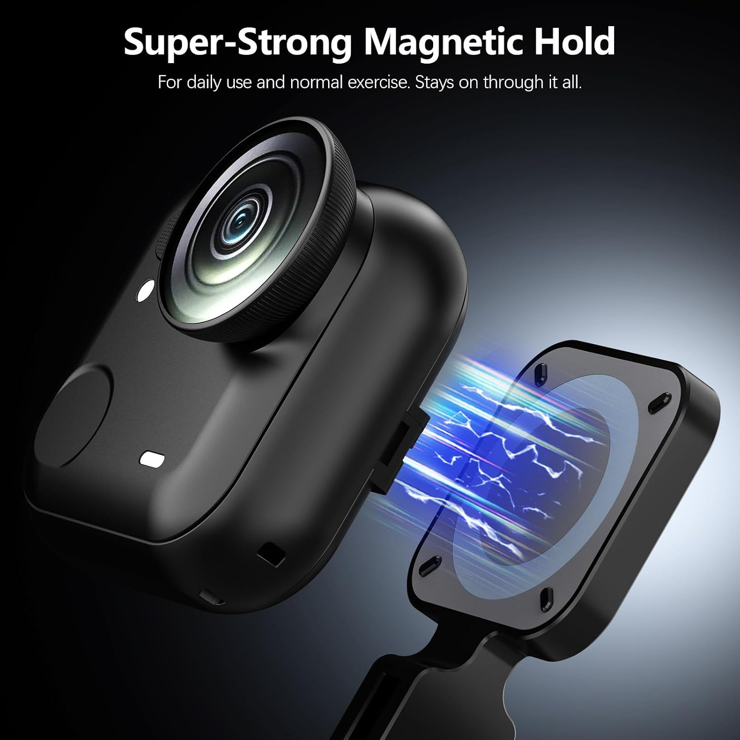 AMAZEAR Quick-Mounting Magnetic Base for Insta360 GO Ultra Accessories, Metal Insta 360 Adapter Holder with 4 Super-Strong Magnets, Seamless, Compact, Lightweight, Ultra-Thin, Black