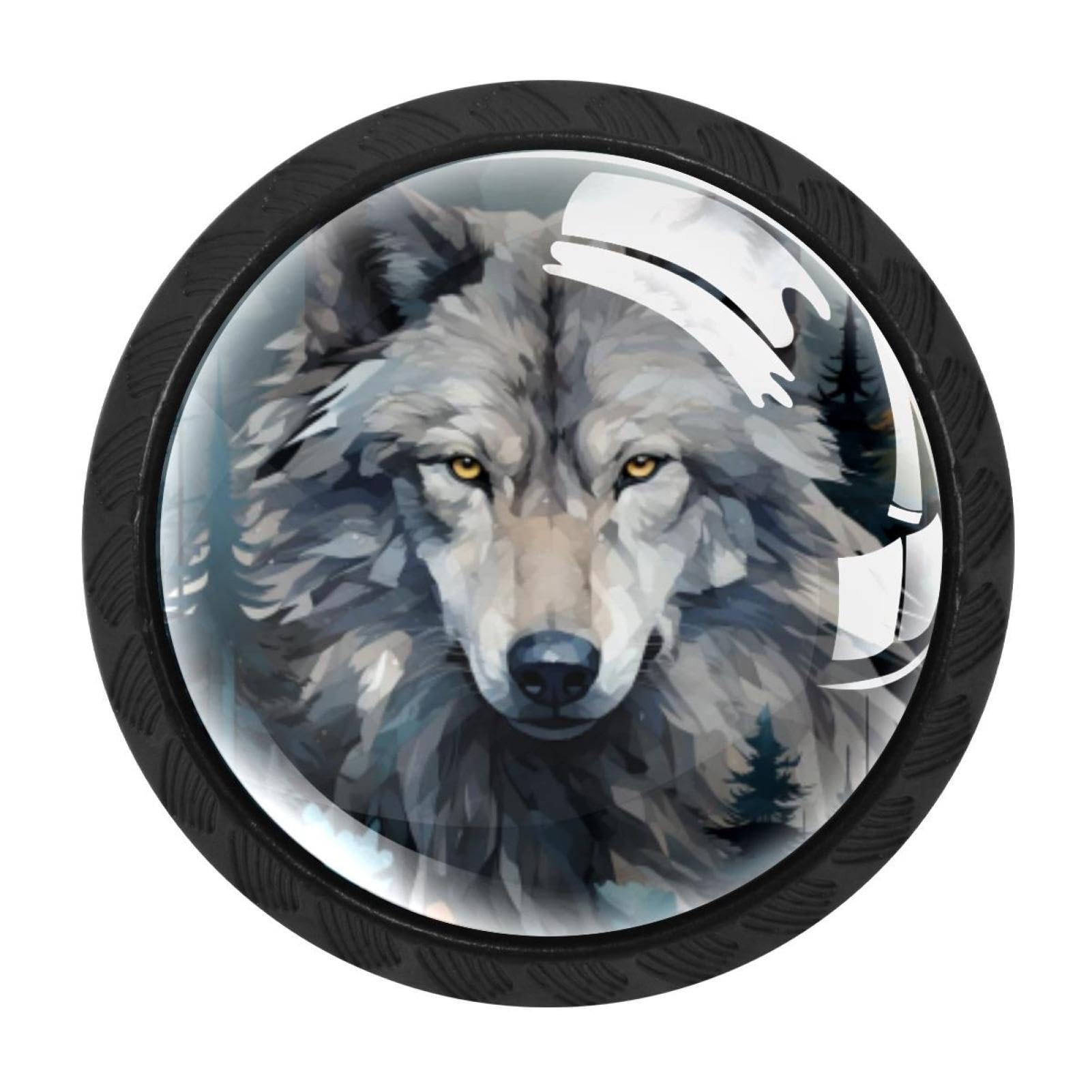 CHENZZZZ Wolf Drawer Knobs Pull Handle Crystal Glass Circle Shape Cabinet Drawer Pulls Cupboard Knobs with Screws for Kitchen Cupboard Dresser Wardrobe etc