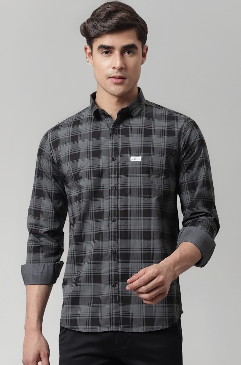 Majestic Man Cotton Checkered Slim Fit Casual Shirt For Men