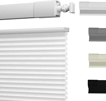 No Drill No Tools Cellular Shades Top Down Bottom Up Honeycomb Shades Blackout Blinds for Indoor Windows Cordless Easy to Install Window Shades for Home, Light Filtering White, 35.5"W x 48"H