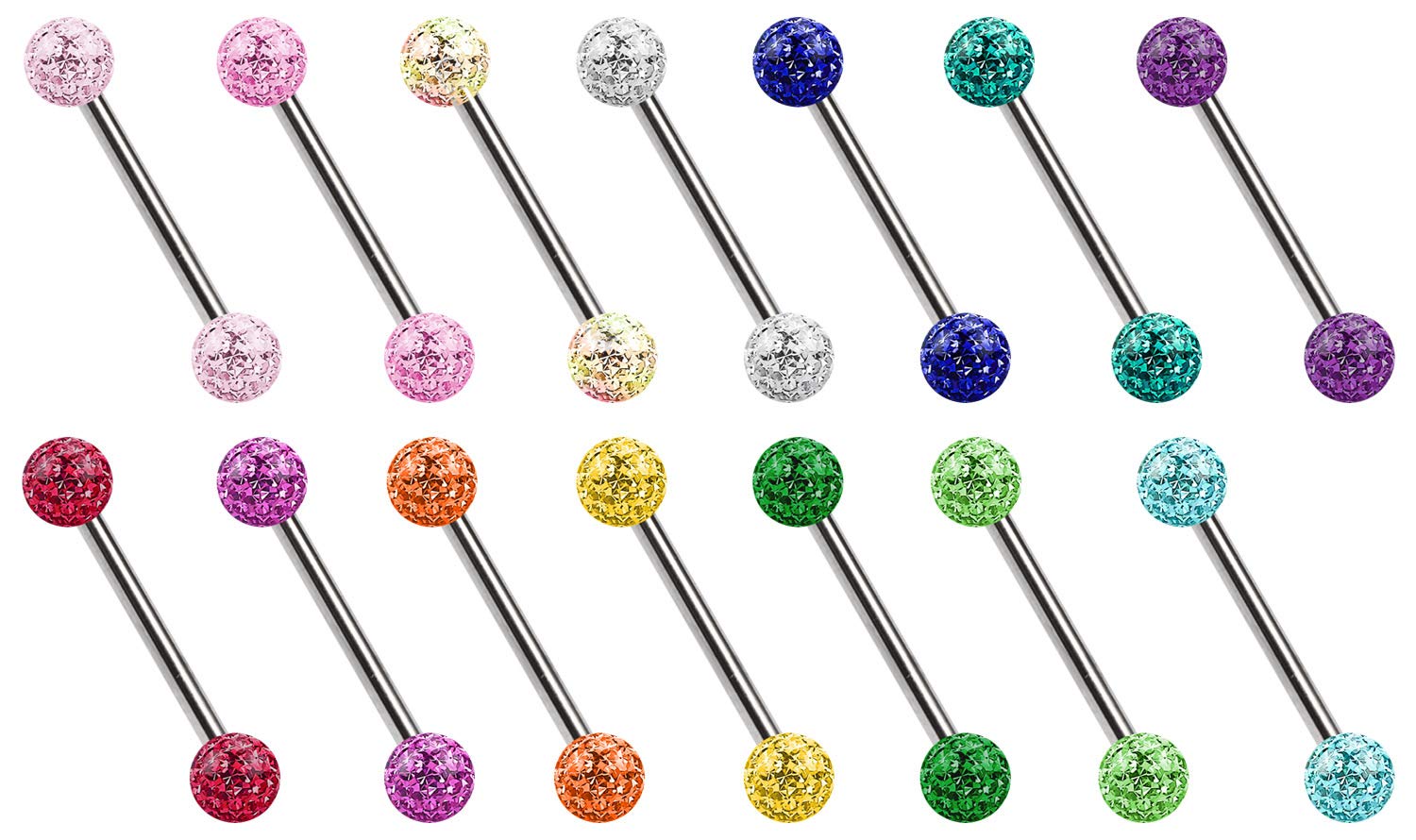 Titan Piercing Stab in 1,6 mm Stärke, wählbar von 12-20 mm Länge mit Zwei Epoxy Kugeln in vielen Farben