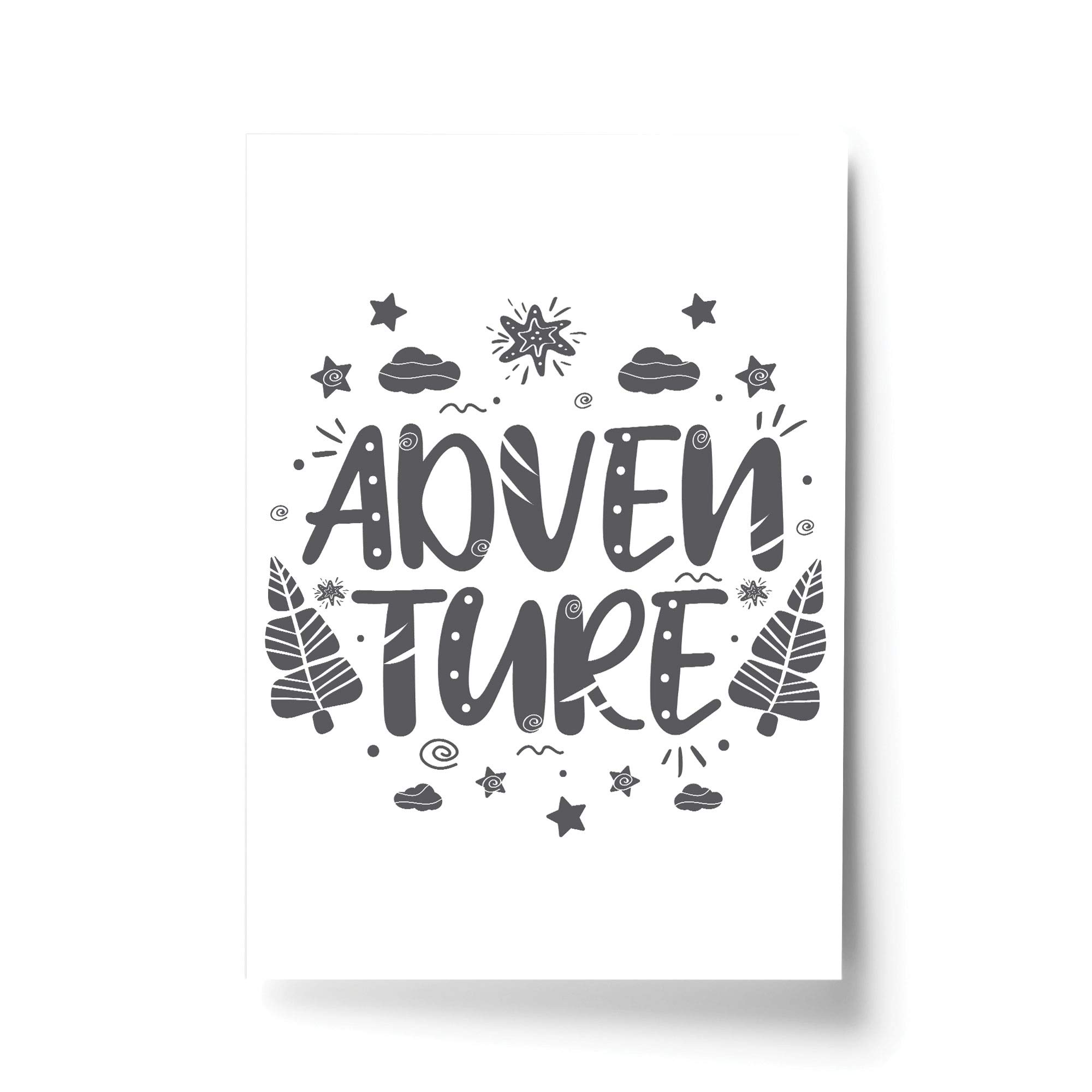 RED OCEAN Cute Boys Bedroom Print Boys Bedroom Wall Art Decor Grey Nursery Print Baby Gift Keepsake (A4 Print Only - Adventure White Grey)