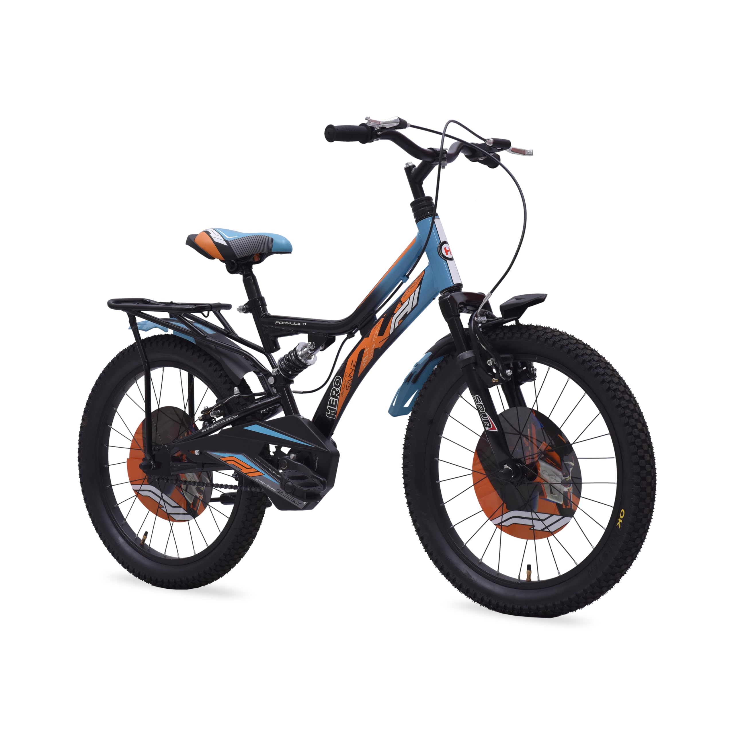 Hero F11 20T Bicycle for Kids | Dual Suspension | V Brake | Single Speed | Easy Self Assembly | Ideal for Kids 5 to 8 Years (Blue-Orange)-image-25