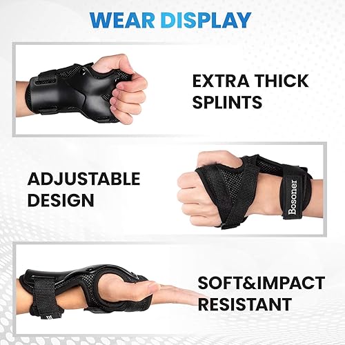 Miniatura 4 de BOSONER - Muñequeras para patinaje sobre ruedas, patinaje, patineta, ahorradores de muñeca, equipo de protección para adultos, niños y jóvenes (1