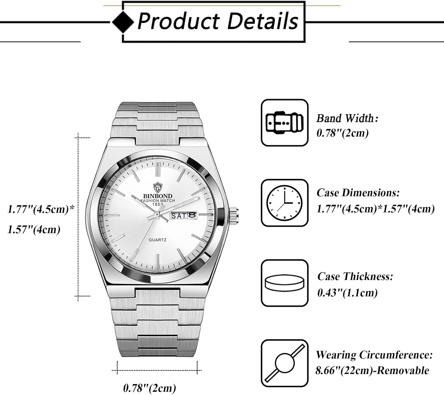 Avaner Men's Stainless Steel Watches: Classic Analog Quartz Wrist Watch Gold Silver Band with Date and Week