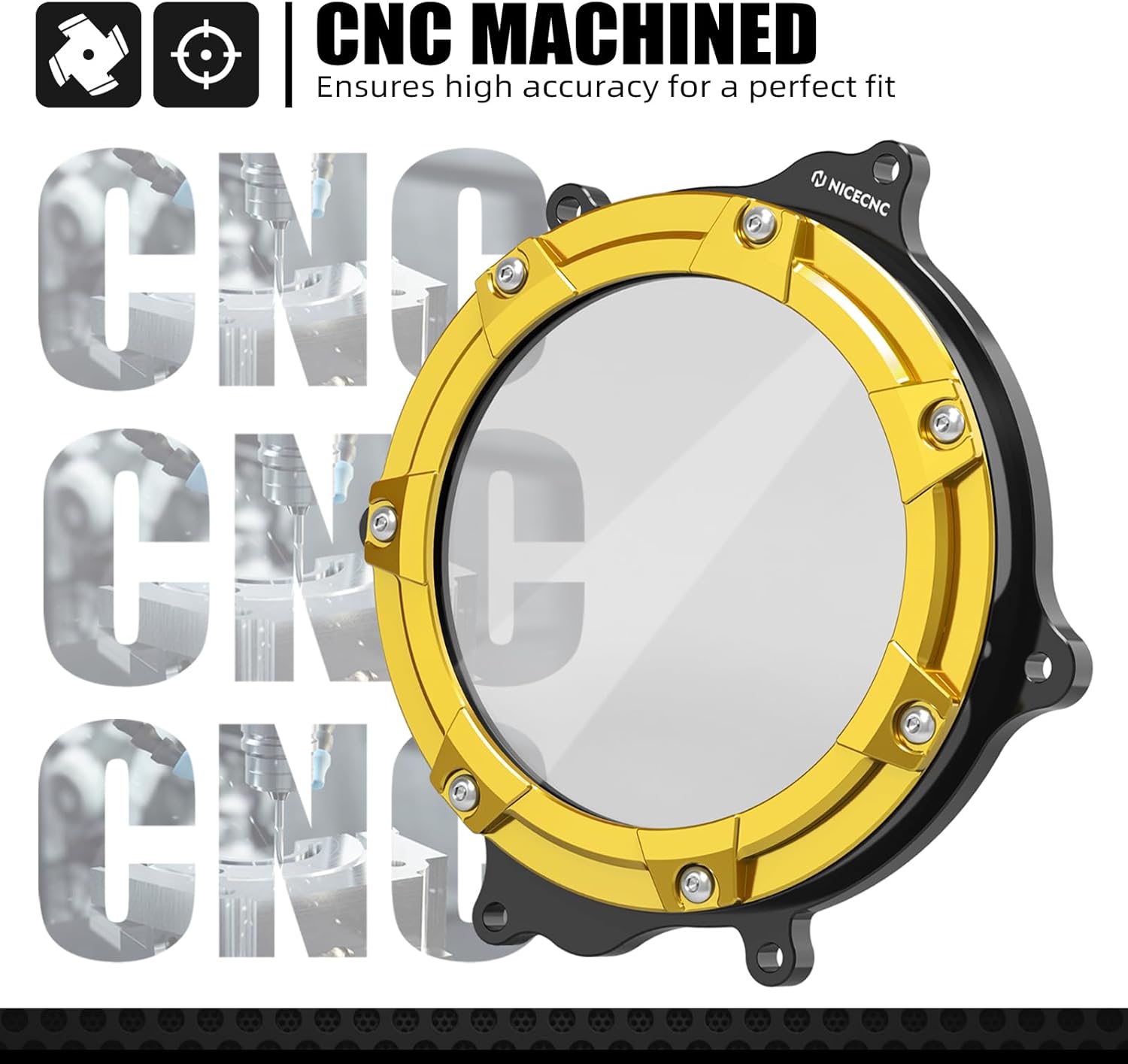 NICECNC Gold Transparent Clutch Cover Compatible with Suzuki DRZ400 DRZ400E DRZ400S DRZ400SM 2000 2001 2002 2003-2020 2021 2022 2023 2024 See Fitment