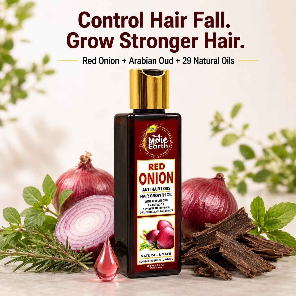 Red Onion Hair Growth Oil with Natural Herbs and Nourishing Oils, 6.8 Fl Oz