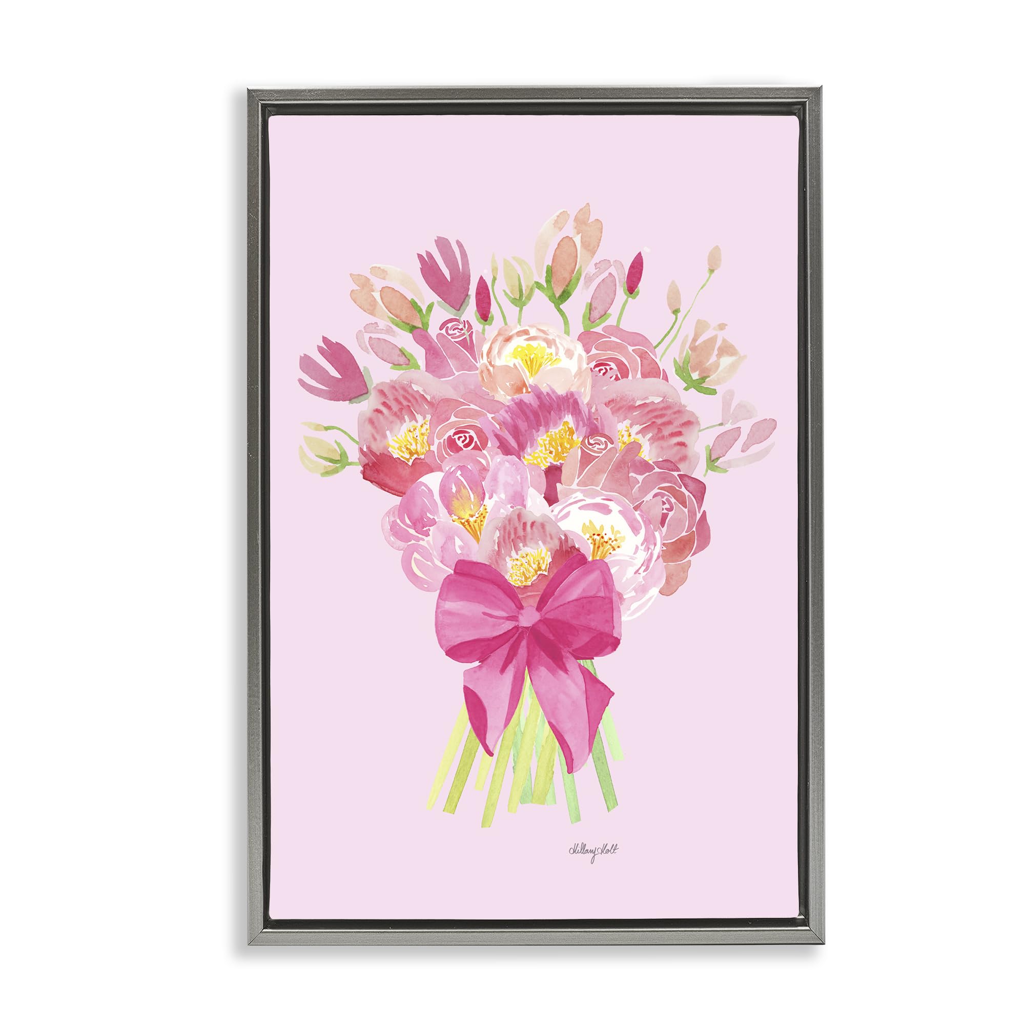 Stupell Industries Luster Gray (Matte) 'Romantic Blushing Peonies'| Floating Frame Canvas Art