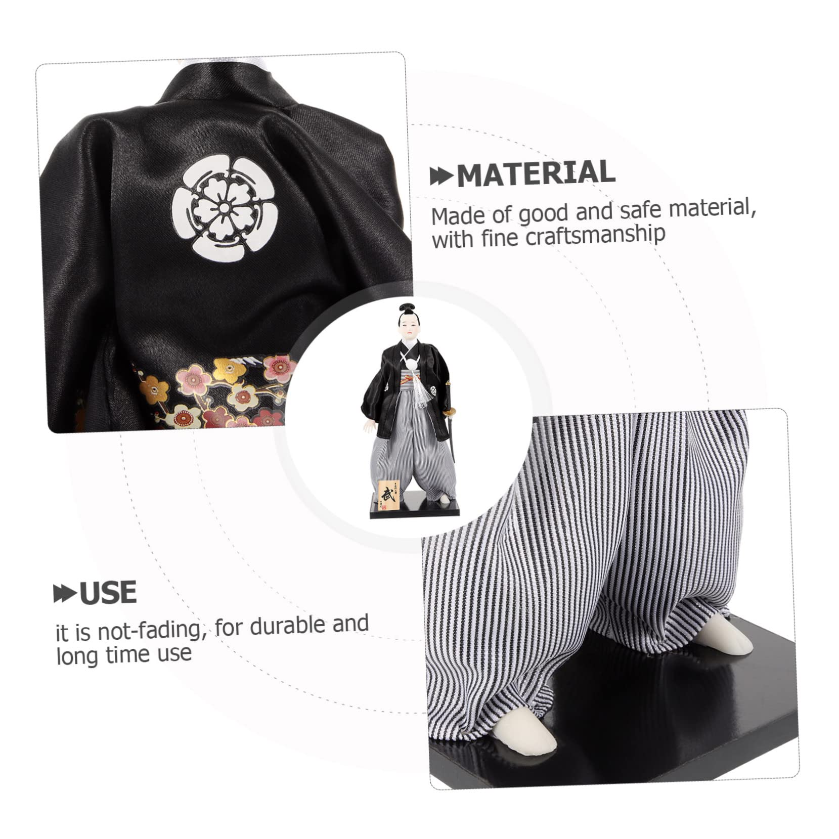 BESPORTBLE Statuetta Samurai Giapponese Stoffa con Kimono Decorazione da Tavolo per Casa e Ufficio per Appassionati Giapponese e Arredamento Desktop